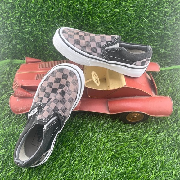Vans Checkerboard Slip-On Kids Sneakers Black Brown Classic Cool Style 10.5 - Picture 10 of 10